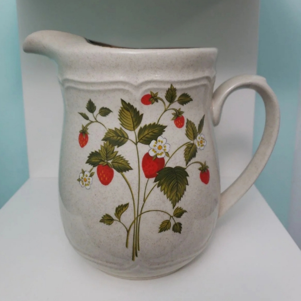 Vintage Strawberry Stoneware Pitcher
